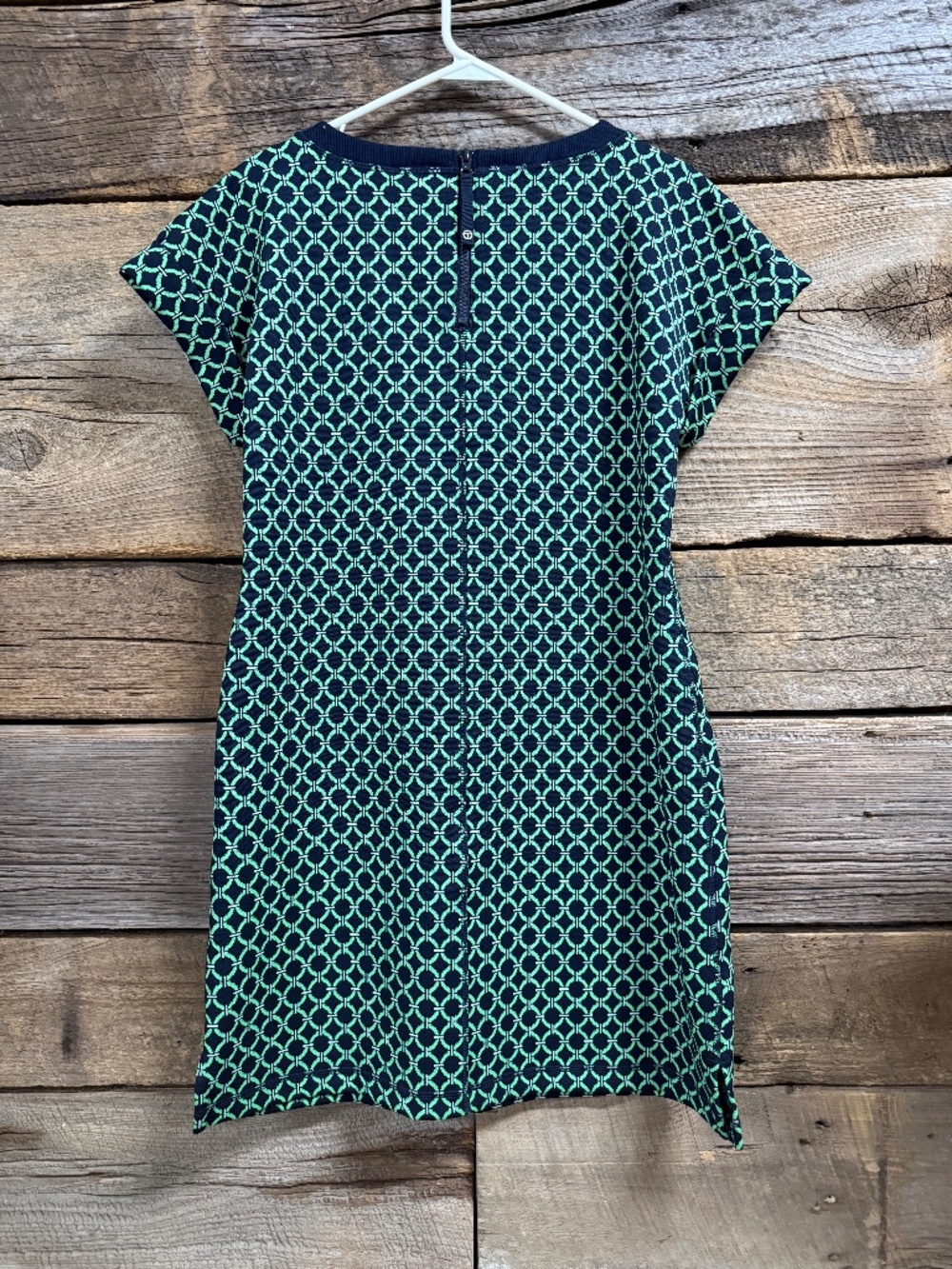 Talbots Cable Jacquard short sleeve dress, Green/navyprint, Small - Picture 5 of 7